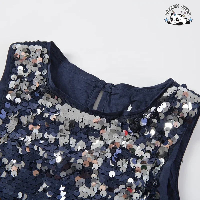 LEZONKIDS - Custom Fashion Sleeveless Girls Dress Princess Style New Style Sequins Beading Western Decor Parties Girls Dress